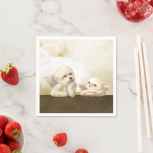 Angelic Duo: Smiling Bichon & Bao Bao Cloud Napkins