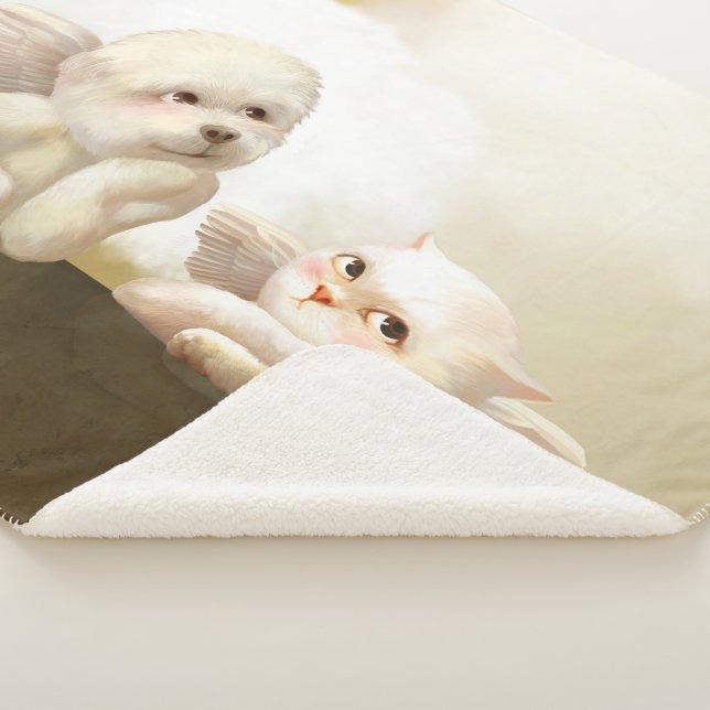 Angelic Duo: Smiling Bichon & Bao Bao Cloud Sherpa Blanket (3/4)