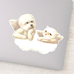 Angelic Duo: Smiling Bichon & Bao Bao Cloud Sticker