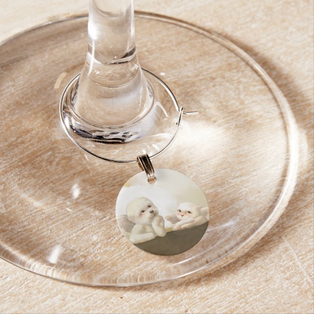 Angelic Duo: Smiling Bichon & Bao Bao Cloud Wine Charm (In Situ)