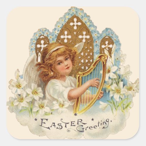 Angelic Easter Greetings Square Sticker
