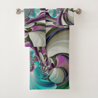 Angelic Elegant Purple and Cyan Bath Towel Set