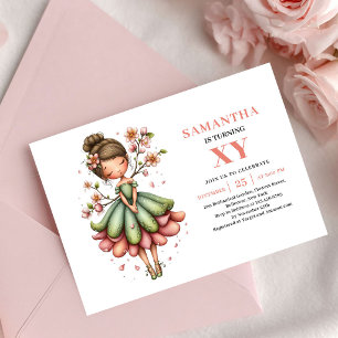 Angelic Fairy Girl Birthday Blush Floral invite