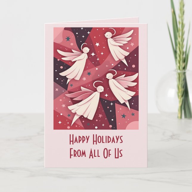 Angelic Figures Mid-Century Modern Kitschmas Card (Front)