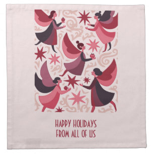 Angelic Figures Mid-Century Modern Kitschmas Cloth Napkin