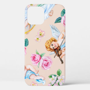 Angelic Florals: Vintage Cupid Pattern iPhone 12 Case
