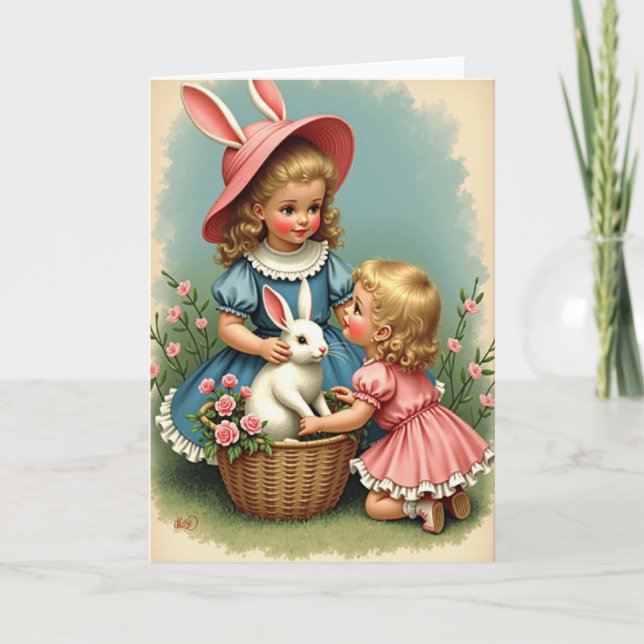 Angelic Girls Rabbit Friend Card (Front)