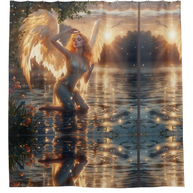 "Angelic Grace at Sunrise" Shower Curtain (Front)