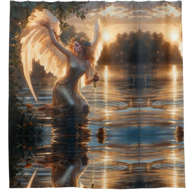 "Angelic Grace at Sunrise" Shower Curtain (Front)
