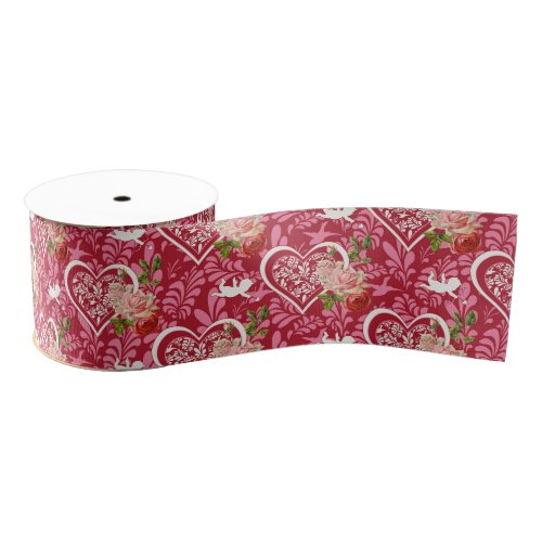 Angelic Hearts  Roses Grosgrain Ribbon