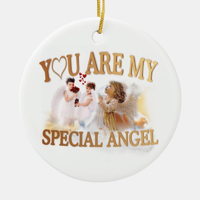 Angelic Heavenly “You Are My Special Angel” Ceramic Ornament (Front)