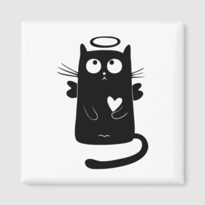 Angelic Kitty Black Magnet