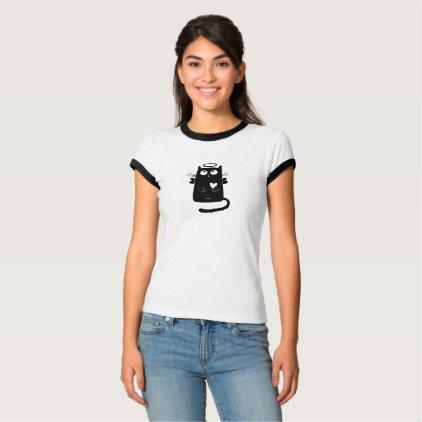 Angelic Kitty Black T-Shirt