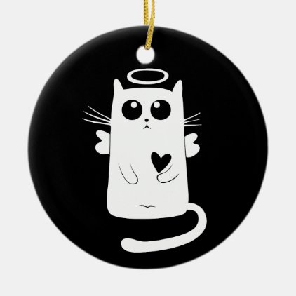 Angelic Kitty White Ceramic Ornament