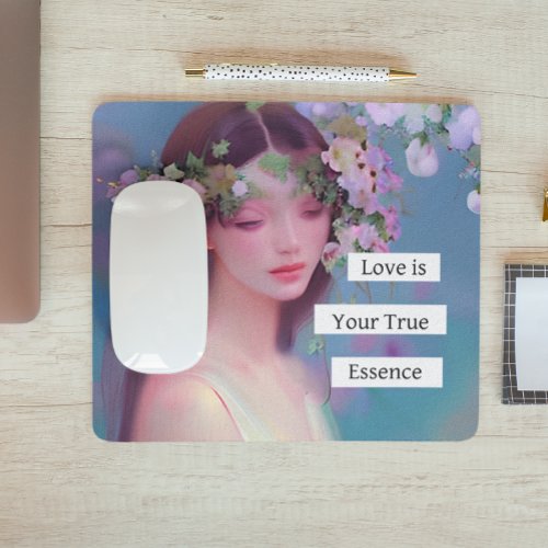 Angelic Maiden and Inspirational Quote Ethereal Mouse Pad