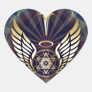 Angelic- Merkaba-Metatron cube Heart Sticker