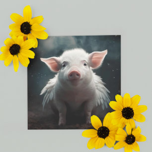Angelic Piglet Ascension Surreal Fantasy Painting Invitation