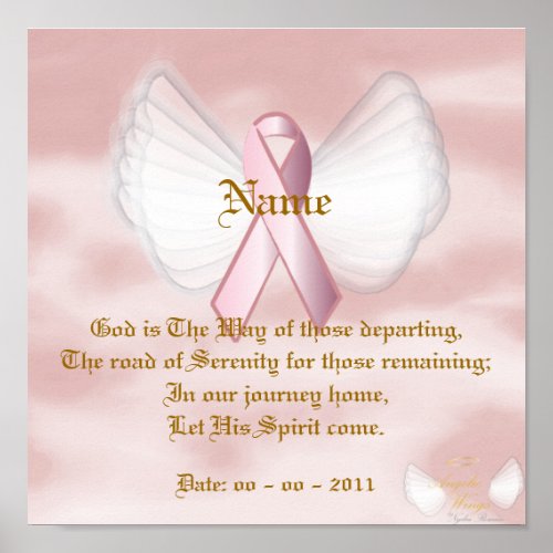 Angelic Pink Ribbon Poem On A Poster _ Customize