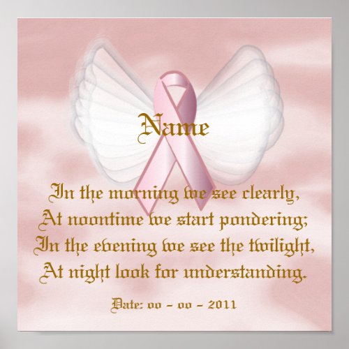 Angelic Pink Ribbon Poem Poster _ Customize