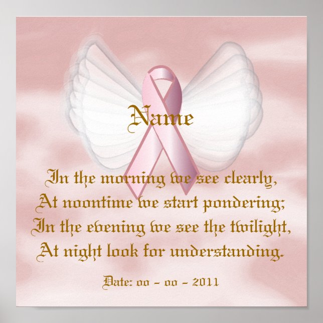 Angelic Pink Ribbon Poem Poster - Customize (Front)