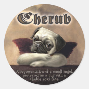 Angelic Pug Cherub Gift Items Classic Round Sticker
