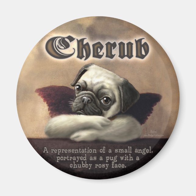 Angelic Pug Cherub Gift Items Magnet (Front)