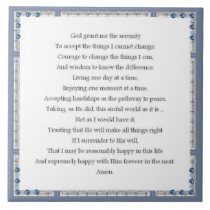 Angelic Serenity Prayer Inspirational Collection Ceramic Tile