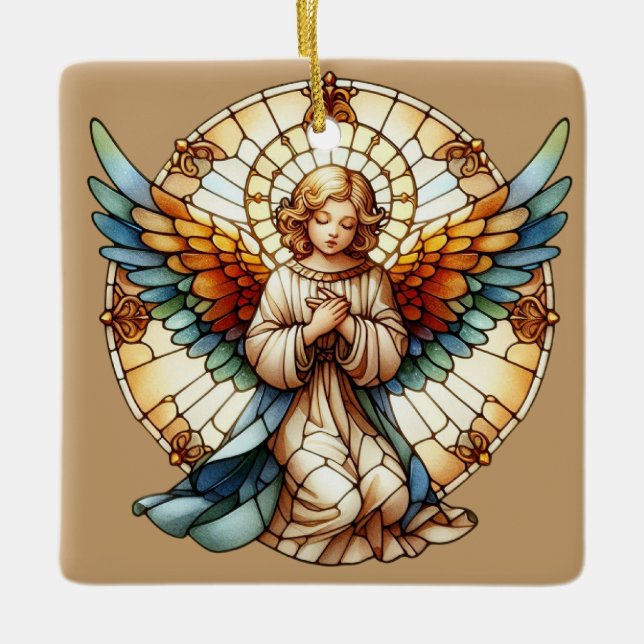 Angelic Stained Glass Reversible Ceramic Ornament (Front)