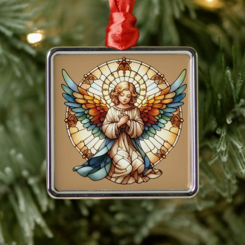 Angelic Stained Glass Reversible Metal Ornament