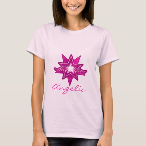 Angelic star ladies hot pink hues t_shirt