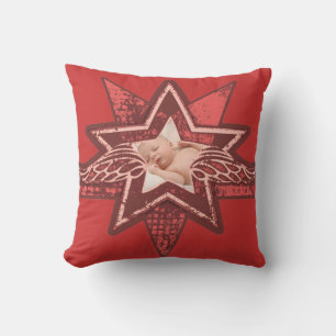 Angelic star red brown add your own photo pillow