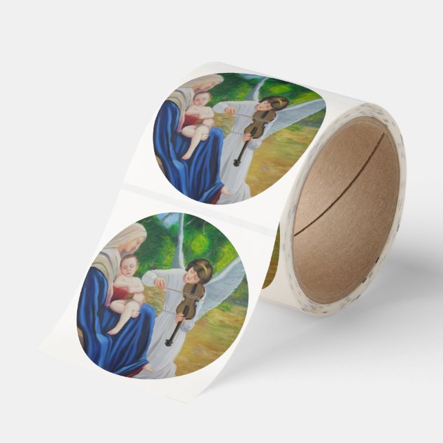 Angelic violin classic round sticker (Roll)