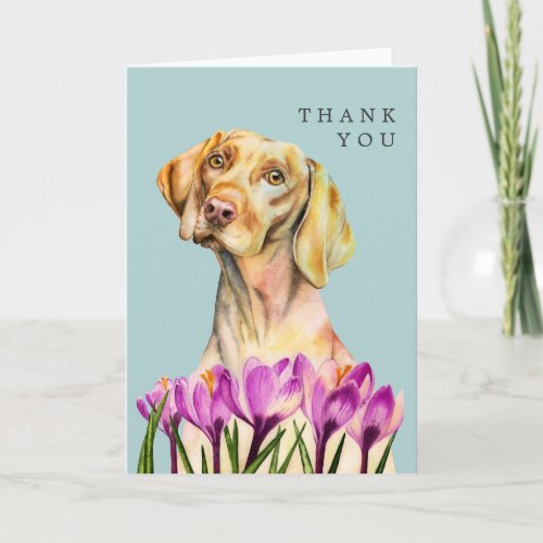 Angelic  Vizsla Dog and Crocus Watercolor Art Card