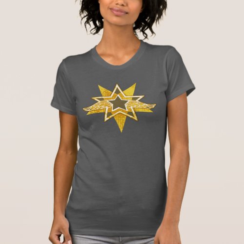 Angelic wings golden star t_shirt