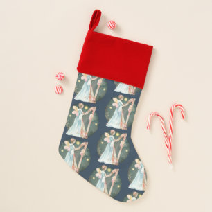 Angelic Winter Music Playing Angel         Christmas Stocking