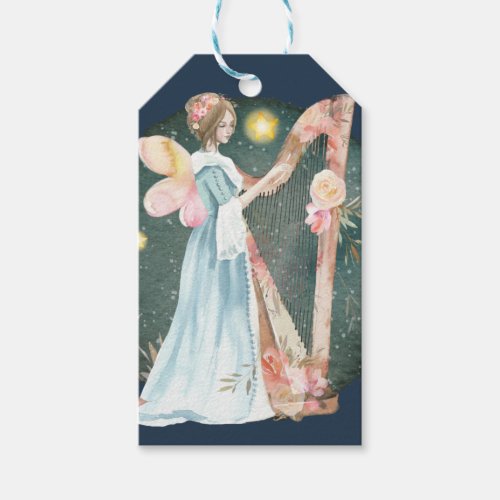 Angelic Winter Music Playing Angel      Gift Tags