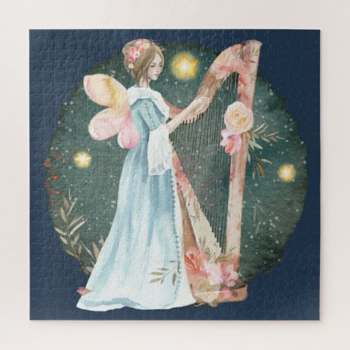 Angelic Winter Music Playing Angel    Jigsaw Puzzle
