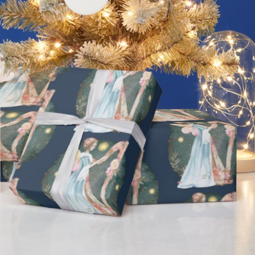Angelic Winter Music Playing Angel        Wrapping Paper