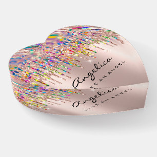 Angelica Holographic Rose Name Meaning Angel Heart Paperweight