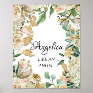 Angelica Name Meaning Floral Bridal Birthday Poster