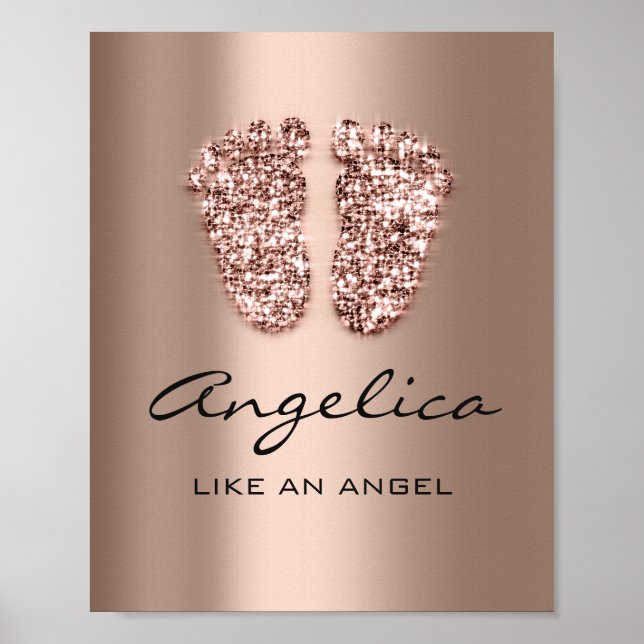 angelica Name Meaning New Baby Feet Rose Gold Poster (Front)