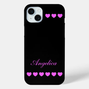 Angelica - Template For Your Own Name, Black Pink iPhone 15 Plus Case