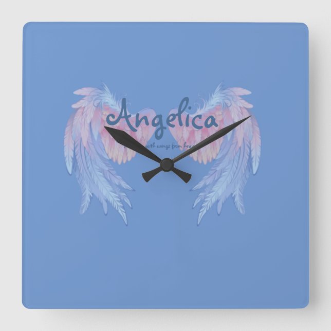 Angelica was born with wings from heaven square wa wall clock (Front)