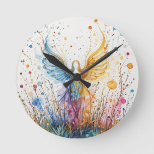 Angelical silhouette round clock