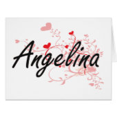 Angelina Artistic Name Design with Hearts (Front Horizontal)