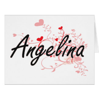 Angelina Artistic Name Design with Hearts Cards