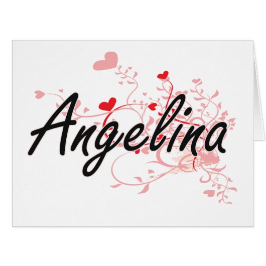 Angelina Artistic Name Design with Hearts Cards (Front Horizontal)