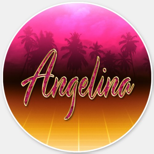 Angelina First name name pink sticker sticker