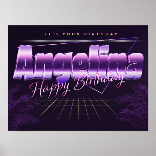 Angelina Name First name lila retro Poster Birthda