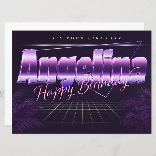 Angelina Name First name pura retro card Birthday